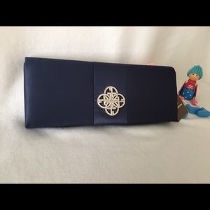 Giani Bernini Logo Ribbon Clutch/ShoulderBag/ Navy